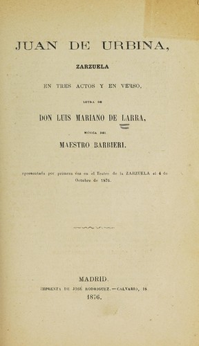 Cover for Juan de Urbina