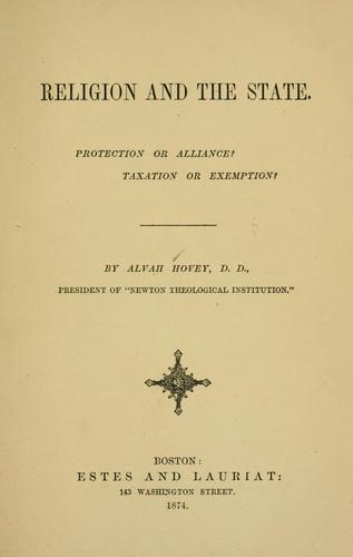 Cover for Religion and the state.