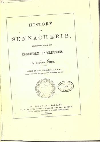 Cover for History of Sennacherib