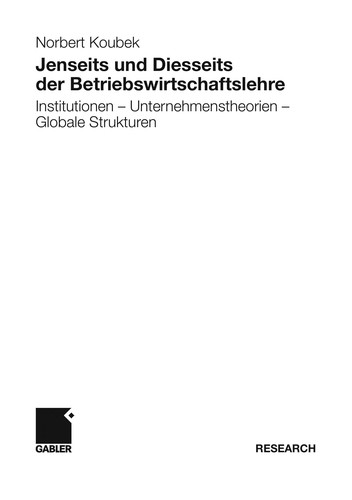 Cover for Jenseits und diesseits der Betriebswirtschaftslehre
