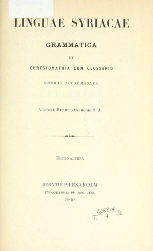 Cover for Linguae syriacae grammatica et chrestomathia