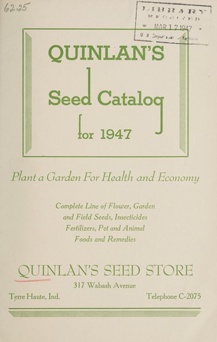 Cover for Quinlan's seed catalog for 1947