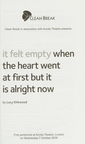 Cover for It felt empty when the heart went at first but it is alright now