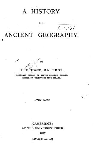Cover for A history of ancient geography