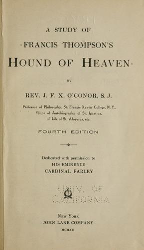 Cover for A study of Francis Thompson's Hound of heaven