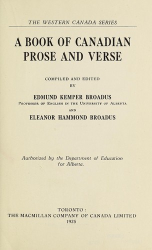 Cover for A book of Canadian prose and verse