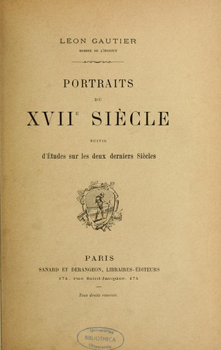 Cover for Portraits du XVIIe siècle
