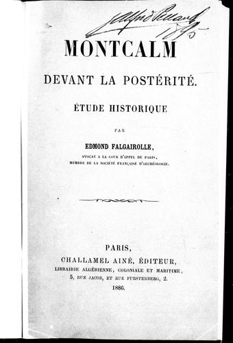 Cover for Montcalm devant la postérité