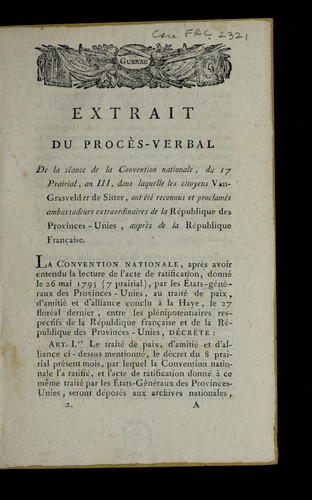 Cover for Extrait du proce  s-verbal de la se ance