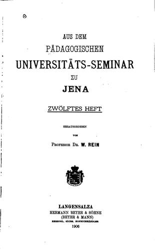 Cover for Aus dem pädagogischen Universitäts-seminar zu Jena...