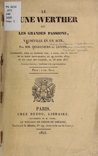 Cover for Le jeune Werther