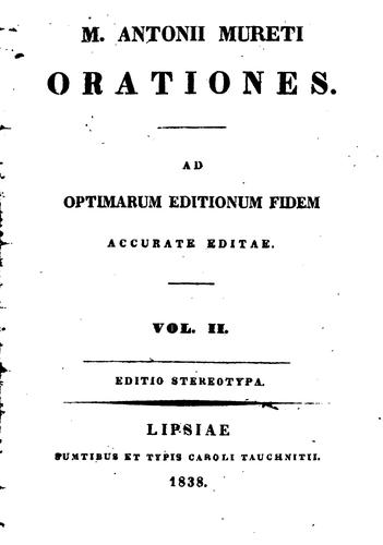 Cover for M. Antonii Mureti Epistolae: ad optimarum editionum fidem accurate editae