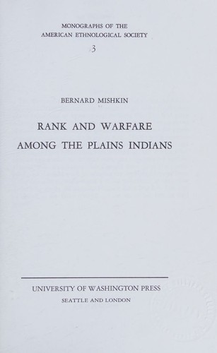 Cover for Rank and warfare among the plains Indians.