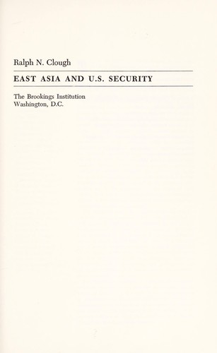 Cover for East Asia and U.S. security