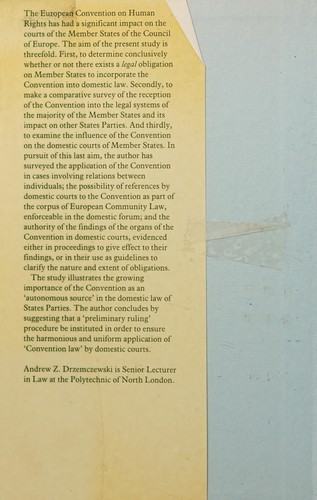 Cover for European human rights convention in domestic law