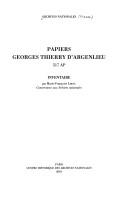 Cover for Papiers Georges Thierry D'Argenlieu, 517 AP : inventaire