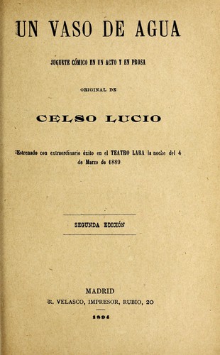 Cover for Un vaso de agua
