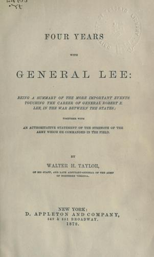 Cover for Four years with General Lee