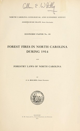 Cover for Forest fires in North Carolina during 
