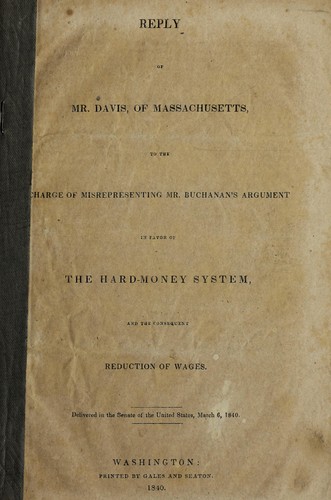 Cover for Reply of Mr. Davis of Massachusetts