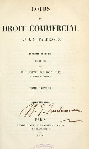 Cover for Cours de droit commercial