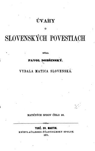 Cover for Úvahy o slovenských povestiach