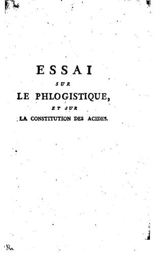 Cover for Essai sur le phlogistique, et sur la constitution des acides