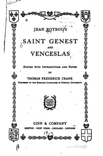 Cover for Jean Rotrou's Saint Genest and Venceslas