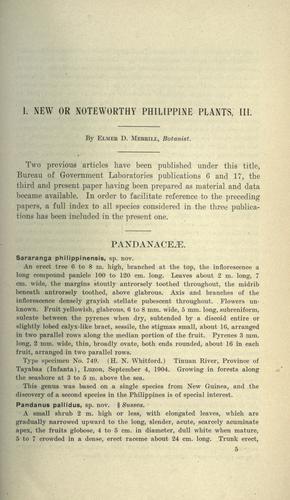 Cover for New or noteworthy Philippine plants.