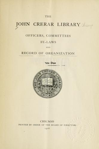 Cover for Officers, committees, by-laws and record of organization.