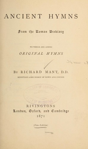 Cover for Ancient hymns from the Roman breviary ...
