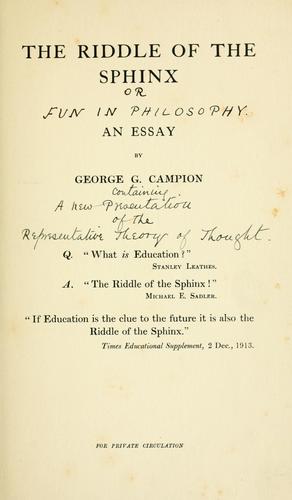 Cover for The riddle of the Sphinx