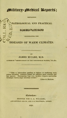 Cover for Military-medical reports : containing pathological and practical observations illustrating the diseases of warm climates