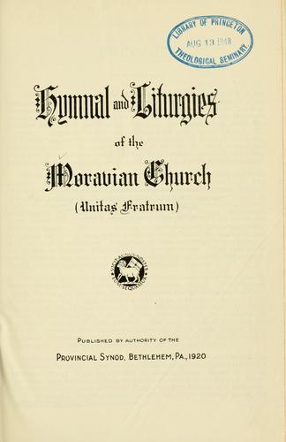 Cover for Hymnal and liturgies of the Moravian church (Unitas fratrum).