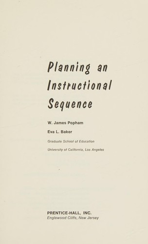 Cover for Planning an instructional sequence