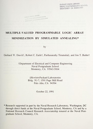Cover for Multiple-valued programmable logic array minimization by simulated annealing