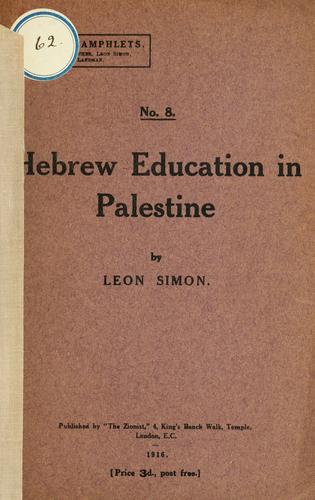 Cover for Hebrew education in Palestine.
