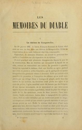 Cover for Les mémoires du diable.