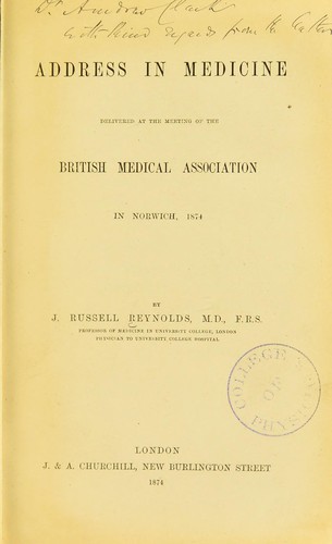 Cover for Address in medicine