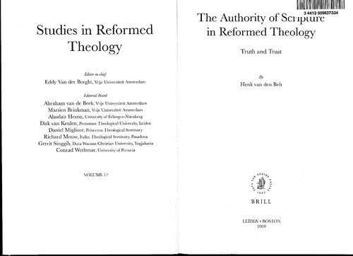 Cover for The Authority of Scripture in Reformed Theology