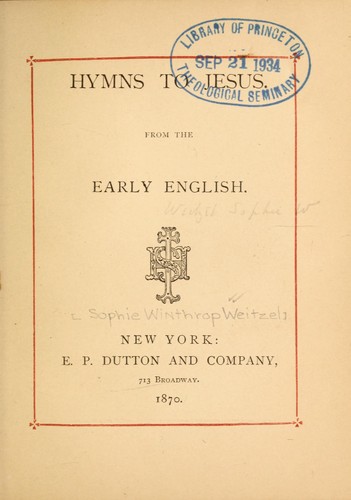 Cover for Hymns to Jesus