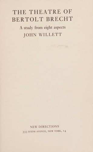 Cover for The theatre of Bertolt Brecht
