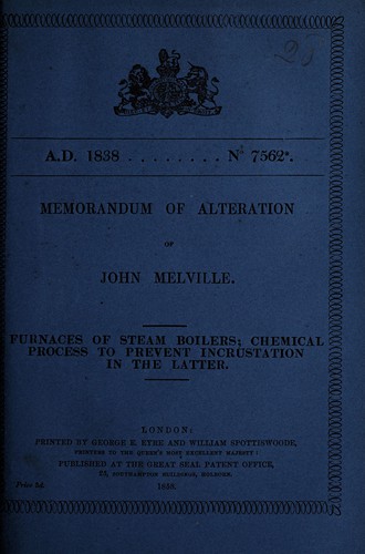 Cover for Memorandum of alteration of John Melville