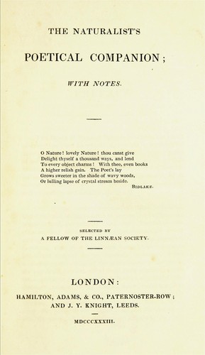Cover for The Naturalist's poetical companion