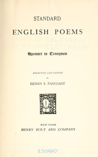 Cover for Standard English poems