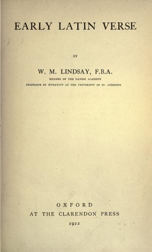 Cover for Early Latin verse.