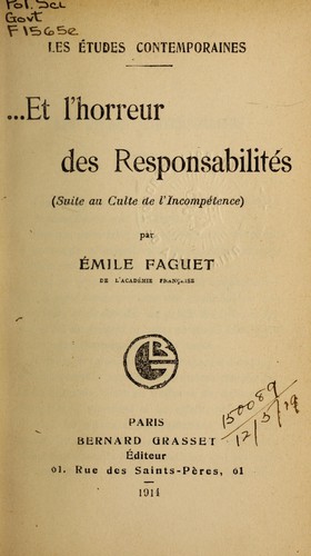 Cover for Et l'horreur des responsabilités