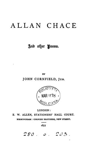 Cover for Allan Chace: And Other Poems