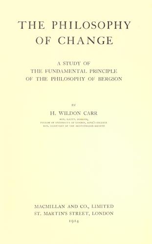 Cover for The philosophy of change