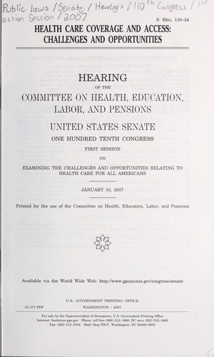 Cover for Health care coverage and access